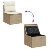 vidaXL 6-delige Loungeset met Kussens, Poly Rattan, Beige