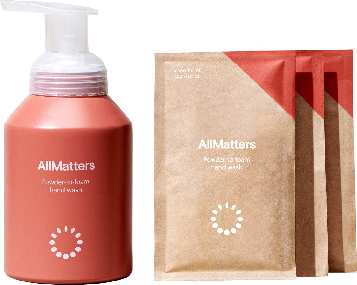 AllMatters - Handwash - Poeder-naar-schuim - Incl. herbruikbare fles - starterskit - 3 x 350 ML - 5711782000823