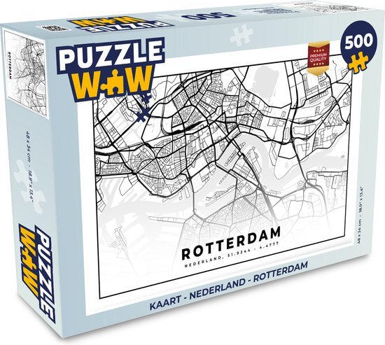 MuchoWow Puzzel Kaart - Nederland - Rotterdam - Legpuzzel - Puzzel 500 stukjes