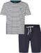 Phil & Co. Berlin Phil & Co Heren Shortama Korte Pyjama Set Crème/Donkerblauw Gestreept - Maat XXL