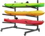 VEVOR Kajakrek voor 3 Kajaks/Kano'S/Surfplanken/Paddleboards, Kajakstandaard met Vergrendelbare Wielen voor Binnen- En Buitengebruik, Verstelbare Kajakhouder 90 Kg