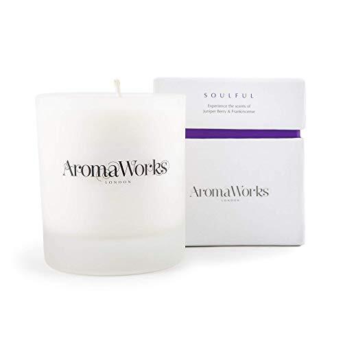 Aromaworks Soulful Soy Wax Candle - Frankincense, Juniper Berry and Patchouli Aromas - Relax, Clarity & Time Out - Natural, Vegan, Cruelty Free - Medium 7.76oz