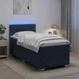 vidaXL Boxspringbed met matras en LED-verlichting, donkergrijs, 90 x 200 cm, fluweel