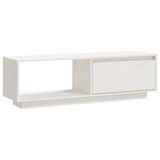 vidaXL TV-meubel 110x30x33,5 cm massief grenenhout wit