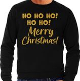 Bellatio Decorations Foute Kersttrui/sweater voor heren - hohoho Merry Christmas - zwart - glitter goud M