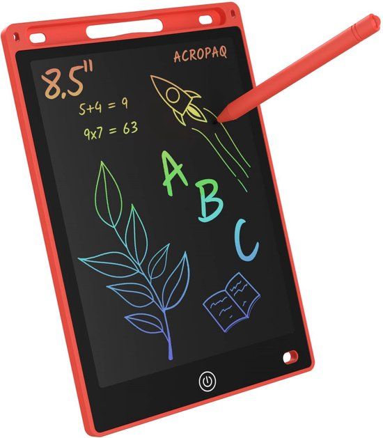 ACROPAQ Tekentablet Kinderen - 8.5 inch - Rood - Grafische Tablet - LCD