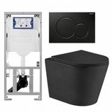 Geberit QeramiQ Dely Toiletset - Hangend toilet - Inbouwreservoir - Zwart glanzende bedieningsplaat