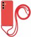 Merkloos Hoesje met Koord Geschikt voor Samsung Galaxy A16 - Back Cover met Camera Bescherming - Rood