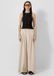QS s.Oliver QS wide leg casual broek met plooien en linnen - ecru