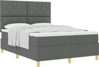 vidaXL Boxspring Bed met Hoofdeinde Donkergrijs Stof 140 x 190 cm