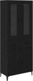 vidaXL Highboard Zwart Eiken 69,5 x 34 x 180 cm Bewerkt hout