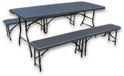 Rijoka Inklapbare Picknicktafel - Rattan Design - Klaptafel met 2 Klapbanken - Biertafel 6 tot 8 personen - Draagkracht 150kg - Taupe