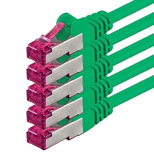 1aTTack.de 1m - groen - 5 stuks - CAT6a (10Gb/s) netwerkkabel S-FTP CAT 6a LAN-kabel