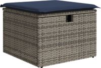 vidaXL Pouf de jardin avec coussin, polyrotin, gris, 55x55x37 cm