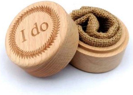 Houten ringendoosje met dekseltje en de tekst I Do - bruin - huwelijk - 4thePerfectParty