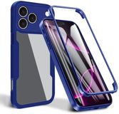 Techsuit Hoesje geschikt voor Apple iPhone 17 Pro Max - ColorVerse 360 Case met Screenprotector - Blauw
