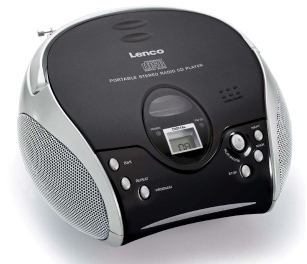 Lenco SCD-27BK - Draagbare FM Radio CD Speler met AUX - Zwart, Zilver