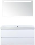 BES LED Maxx XL Badmeubelset 120 cm - Wit Hoogglans - Wastafel Just Enkel Zonder Kraangat met LED Spiegel