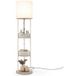 Costway Lampe de salon 158 cm, étagère, paniers de rangement, abat-jour en lin