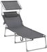 Merkloos Ligstoel – Strandbed – Extra groot – Met zonnescherm – 200 x 71 x 38 cm – Grijs