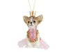 Decoris Boule de Noël en plastique chien avec couronne 6,2x3,8x10,6 cm rose/or