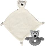 Nature Planet Pluche dieren setje wolf - knuffel rammelaar van 15 cm - en tutteldoekje 40 cm