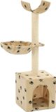 Poteau griffoir pour chat avec poteaux griffoirs en sisal 105 cm empreintes de pattes beige