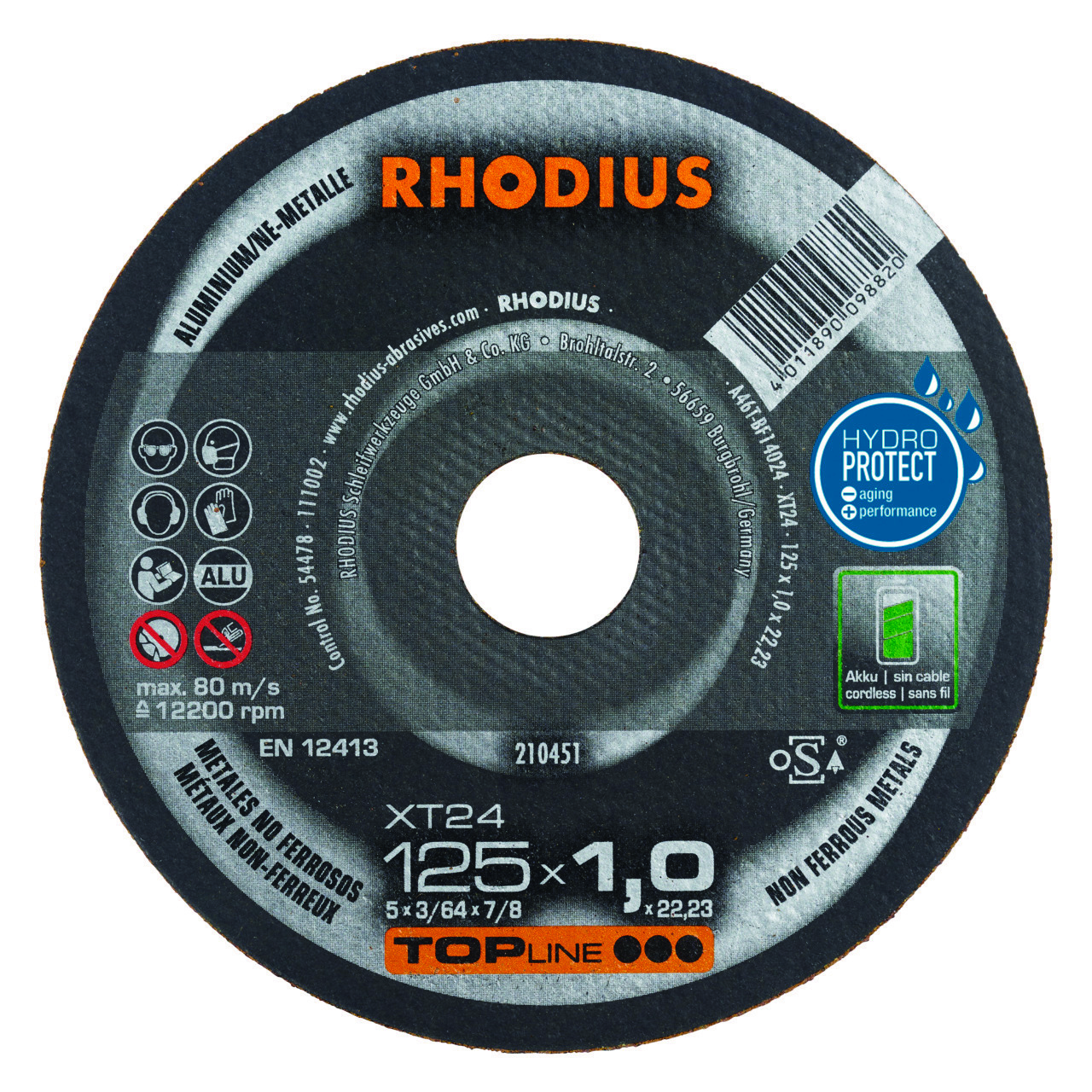 Rhodius Rhodius 210451 XT24 TOPline Lll Doorslijpschijf Extra Dun 125 X 22,23 X 1,0mm (50 St)