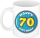 Bellatio Decorations Verjaardag cadeau mok - 70 jaar - blauw - 300 ml - keramiek