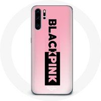 Maniacase Etui voor Huawei P30 Blackpink K-pop Groep Zwart Roze Logo Roze Achtergrond