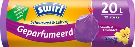 Swirl Pedaalemmerzakken Vanille-Lavendel Trekband 20ltr - 12 zakken