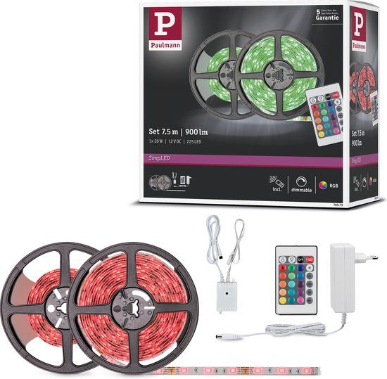 Paulmann SimpLED LED strip set - 7.5 m - RGB - 26W - White