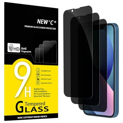 NEW'C 3 Stuks, Privacy Screen Protector voor iPhone 13 Mini (5,4 inch), verbeterde 28-graden smalle privacyhoek, ultraduurzame 9H-hardheid, bubbelvrij