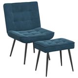 VidaXL Relaxfauteuil met voetenbank fluweel blauw