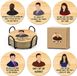 Set de 6 sous-verres en liège avec porte-gobelet - Multi