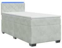 vidaXL Boxspringbed met matras en LED-verlichting, lichtgrijs, 100 x 200 cm, fluweel