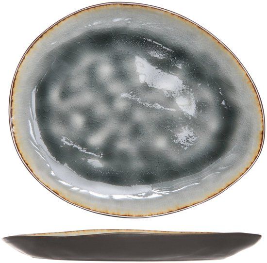 Cosy & Trendy Ontbijtbord Laguna Blue Grey - Set van 4 - 20 x 16 cm Aardewerk