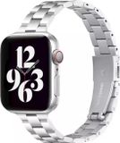 By Qubix - Stalen slim fit schakelband - Zilver - Geschikt voor Apple Watch 38mm / 40mm / 41mm / 42mm