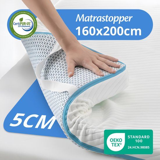 Ella Topper Matras 160x200 cm - 5CM Matras Topdekmatras - Matrastopper Traagschuim - Zachte hardheid