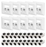 Boîtier réseau module Keystone - Encastré - 2 ports - Cat 7 - Blanc