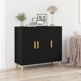 vidaXL Dressoir Zwart Eiken 90 x 34 x 80 cm Bewerkt Hout