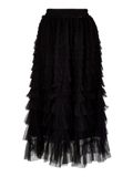 Apricot Tulle Tiered Ruffle Midi Skirt