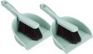 PLASTICFORTE Stoffer en blik set - 2x - Small Size - groen - zachte borstel - kunststof - 24 x 17 cm