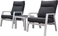 AVH-Collectie Vegas lounge balkonset 3 delig verstelbaar aluminium wit