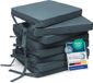 Beautissu Set van 8 Stoelkussens met Linten Loft SK – Zitkussen 45x40x5 cm - Zitkussens voor Stoelen Non-Slip met Afneembare Kussenhoes - Kussen Blauw-Grijs