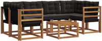 vidaXL Hoek loungeset 7-delig Acaciahout Naturel et noir