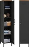 Homcom Metalen Kledingkast 183 cm Zwart/Bruin Industrieel