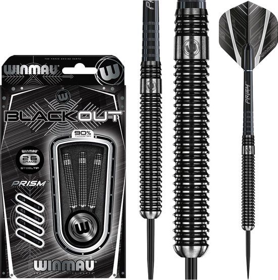 WINMAU Blackout Steeltip Dartpijlen - 26g - Zwart