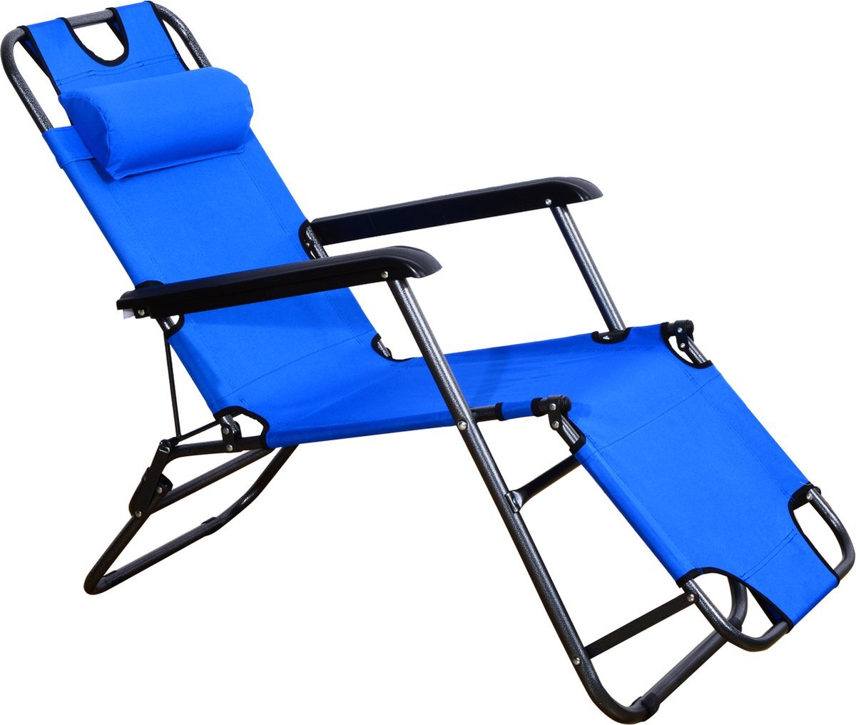 Outsunny Ligbank ligbed strandstoel ligbank voor buiten inklapbaar met kussen strand 84B-044-1
