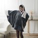 Home Deco Factory Snuggle Hoody - Poncho - met mouwen - donkergrijs - Polyester - Fleece - L/XL